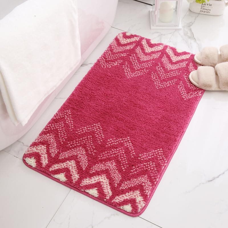 Kuber Industries Extra Soft Bathroom Mat|Anti-Slip Mat for Bathroom Floor|TPR Backing|Foot Mats for Home, Living Room, Bedroom (Pink)