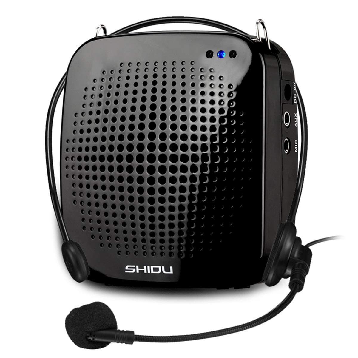SHIDUPortable Voice Amplifier 15W, Personal Amplifier with Wired Microphone Headset, Rechargeable, Black, USB, AUX, Portable PA System, Amplifier