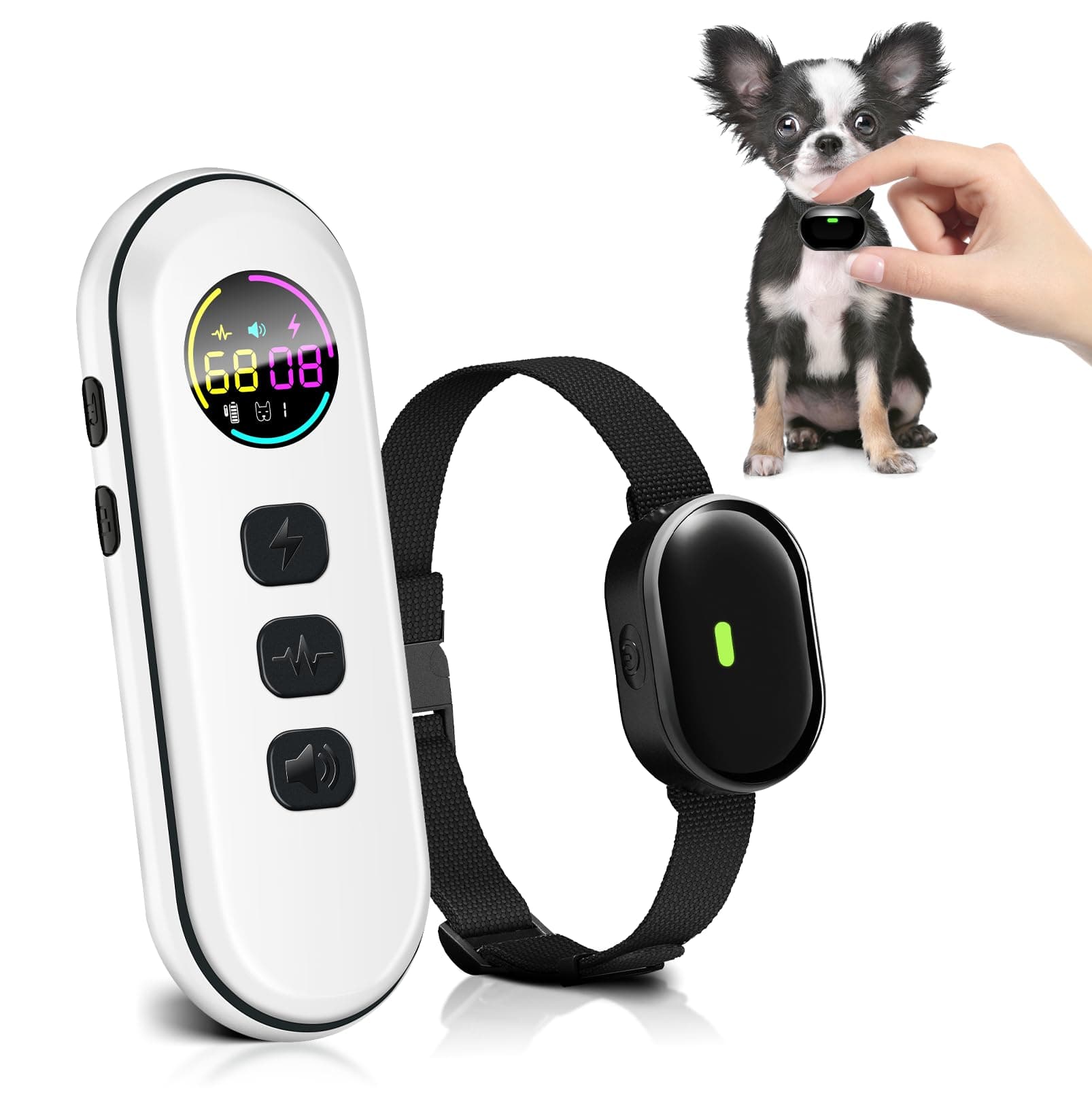 Ultra-Small Dog Shock Collar, Ultra-Light & Thin Dog Training Collar with 1300ft Remote, Tailored for Small Dogs 5-15lbs & Medium Dogs, 198-Level Precise Control, Waterproof, Rechargeable (Black)
