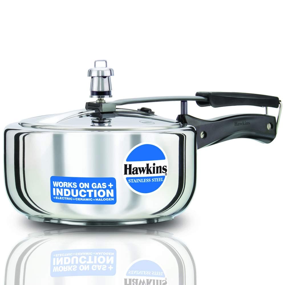 3 Litre Inner Lid Pressure Cooker, Stainless Steel Cooker, Wide Design Pan Cooker, Induction Cooker, Silver (HSS3W)