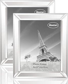 Meetart Silver Mirror Photo Frame 8x10 inch 2 Piece Per Set for Wall Hang or Tabletop Display