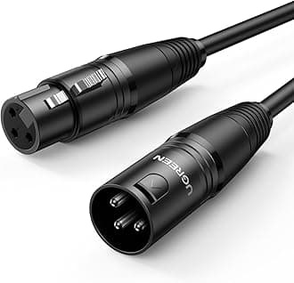 UGREEN XLR Cable, Microphone XLR Male to Female Extension Cable 3M Jack Extender Cord for PA System, Studio Recorder, Amplifier, Mixer, Speaker System, or Professional Recording, Playing Live