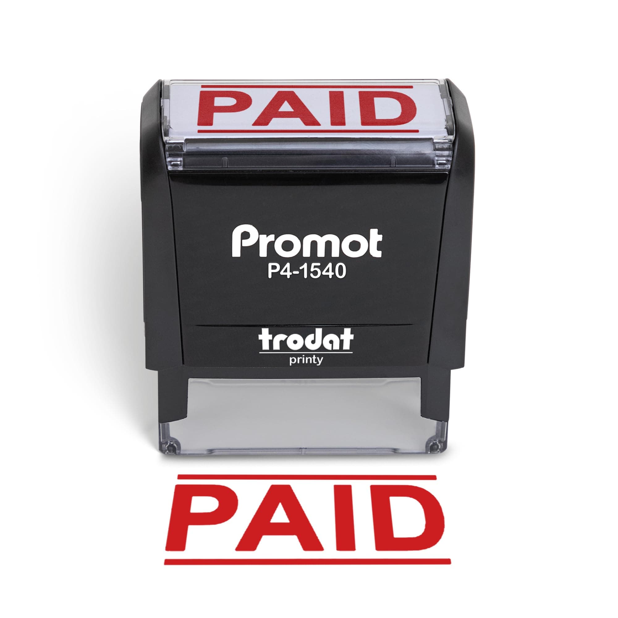 Promot Paid Stamp Self Inking - for Office, Accounts Payable Stamp - Rubber Stamps for Retail Use, Red Ink, Self Inking for Business Supplies, Paid Stamper