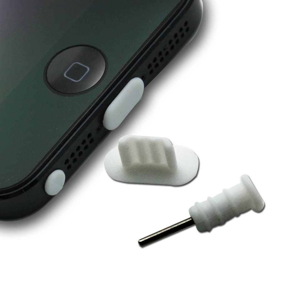 Freedale Apple iPhone 5s 5 5c SE Anti Dust Plug, TPU Headphone Jack and Charging Port Cover (2 sets) (White)