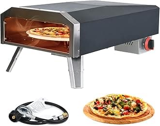 Outdoor Gas Pizza Oven Stainless Steel Portable Pizza Ovens with 12 Inch Pizza Stone Backyard Pizza Maker with Automatic Rotation System Ideal for Outdoor Kitchen and Party