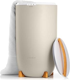 Zadro Large Hot Towel Warmer Bucket Timer Electric Towel Warmer for Bathroom Auto-Shut Off Heated Towel Warmer Spa (Large | 20L | 12" Dia. x 21" Tall, Bamboo/Neutral)