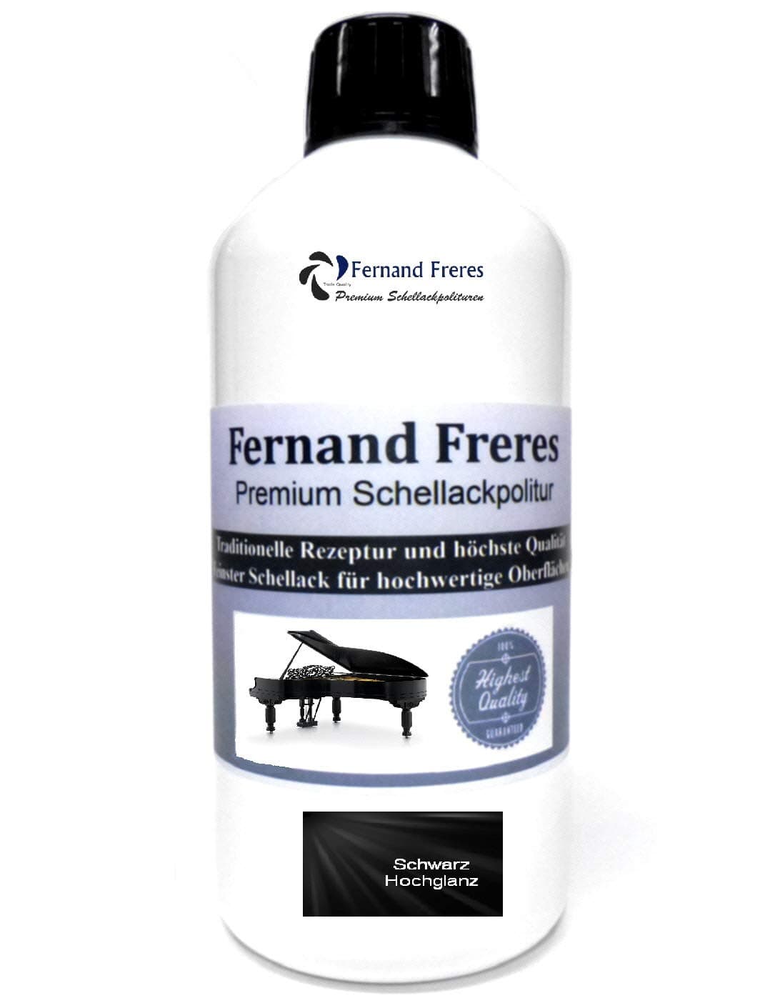 Shellac Nail Varnish High Gloss Black Piano Lacquer Paint 500 ml.Fernand Freres French Polish Shellac Ready