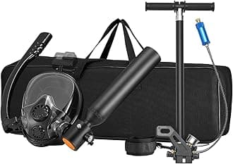 VEVOR Scuba Tank, 0.5L Portable Diving Tank, Diving Oxygen Cylinder Support 5-10 Minutes Underwater Breathing, 32.81 ft Diving Depth, Refillable Snorkel Air Tank with Pump for Underwater Exploration