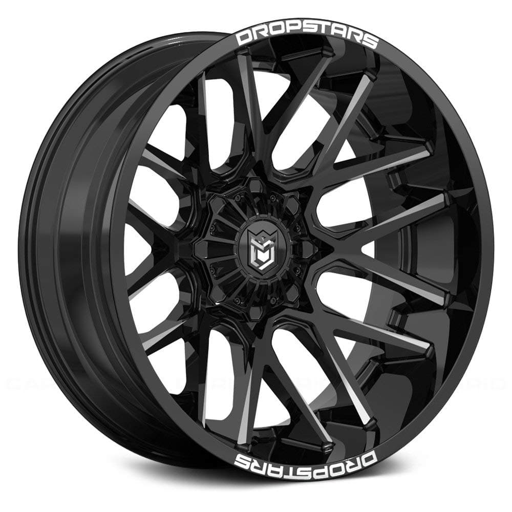 654BM DEEP CONCAVE Black Wheel with Gloss CNC Milled Accents (0 x 10. inches /8 x 114 mm, -25 mm Offset)