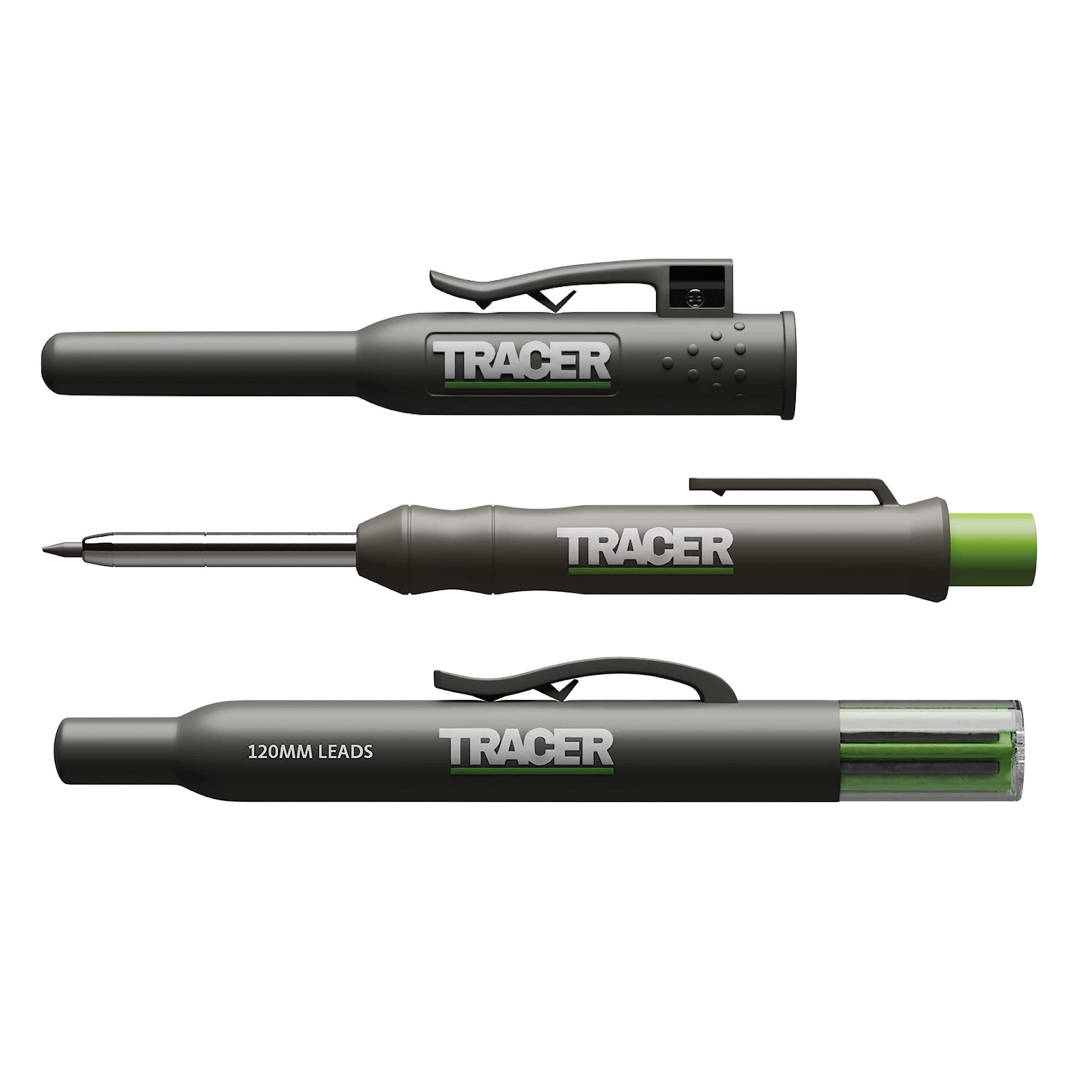 Tracer Deep Hole Construction Pencil with 6 x Replacement Lead Pack and accompanying Site Holsters all-in-one Marking Kit. Carpenter Pencil Set