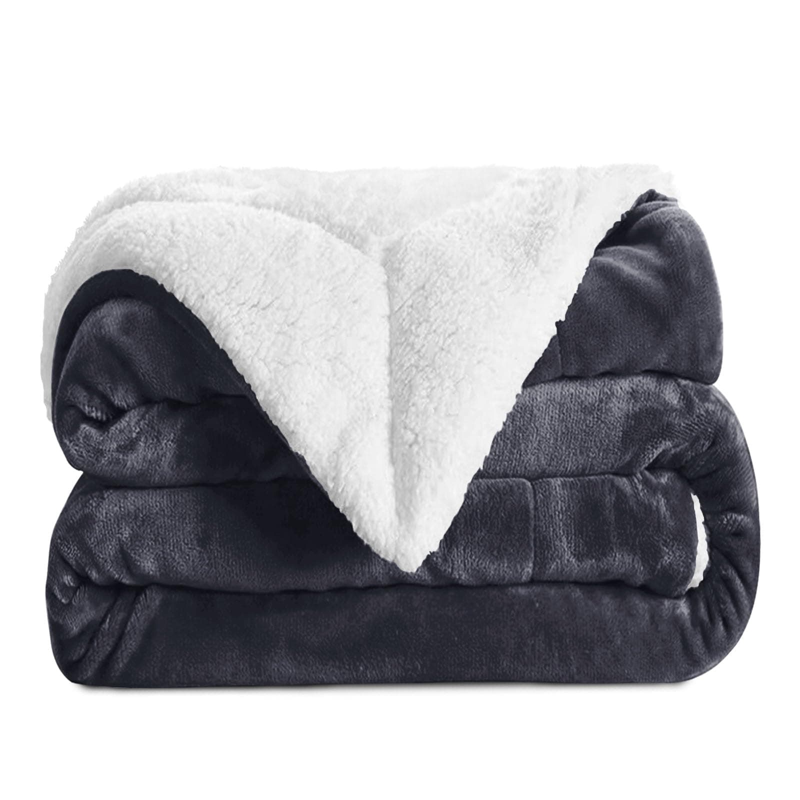 Sherpa Fleece Blanket Throws for Sofas Large - Soft Fluffy Thick Grey Throw Blanket for Bed King Size Reversible Microfiber Sofa Throw (200 x 240 cm)