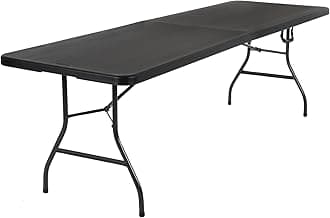 CoscoProductsDeluxe 8 foot x 30 inch Fold-in-Half Blow Molded Folding Table, Black