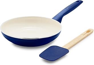 GreenPan Rio 8" Frying Pan and Spatula Set, Soft Grip Handle, PFAS Free, Dishwasher Safe, Oven Safe, Oxford Blue