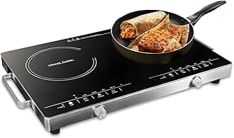 XVersion 7000W Double Infrared Cooker, Portable Electric Ceramic Stove with 2 Burners & Adjustable Temperature, Hot Plate Cooktop with Handles for Home & Kitchen – 1 Year Warranty (Black)