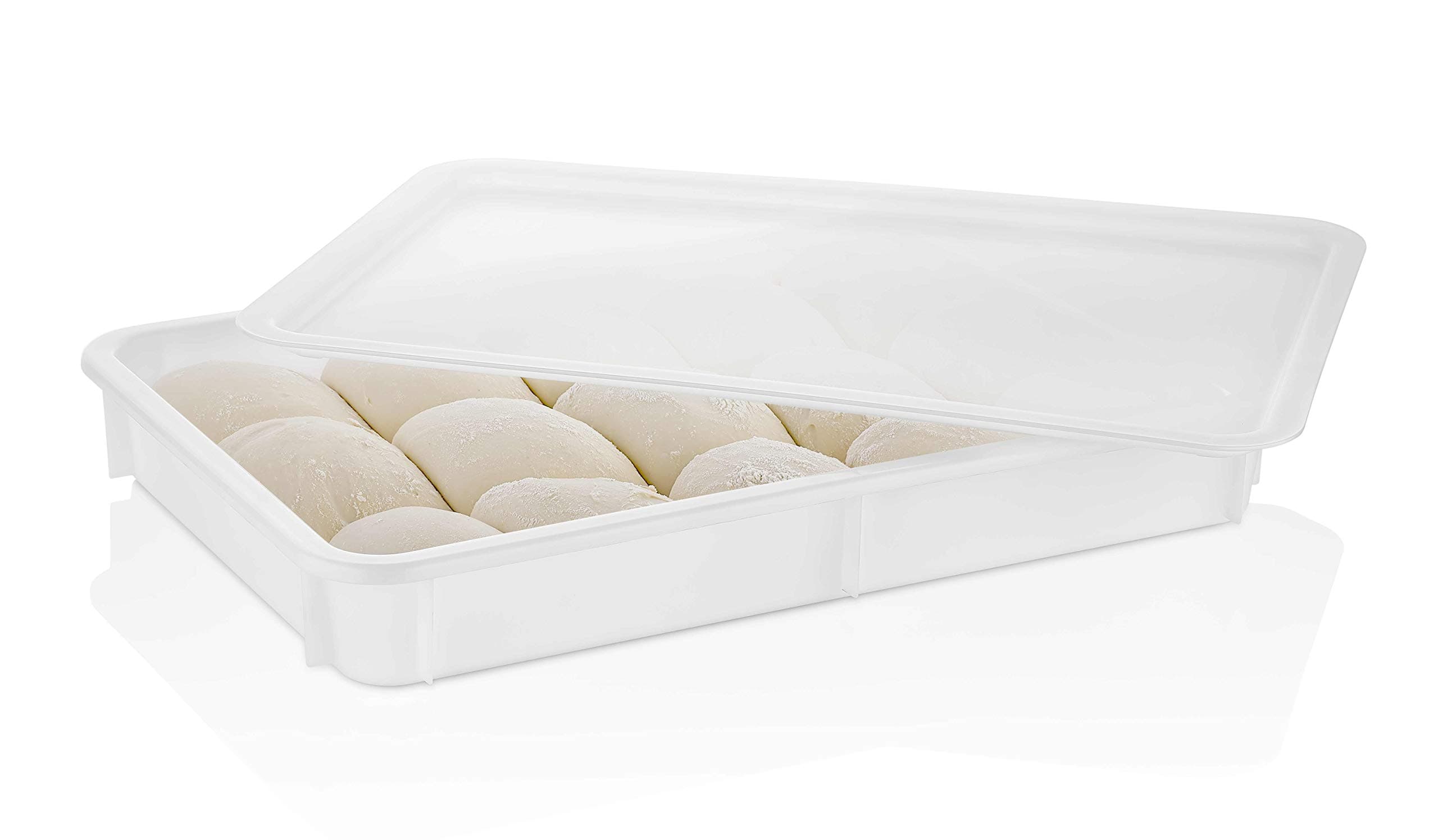 TemoWare Pizza Dough Proofing Box - Dough Tray With Lid White 600(L) x 400(W) x 100(H) mm