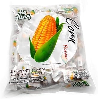 My Chewy Corn Soft Milk Candy (100 Counts, 12.69 Oz) Unique Sweet Corn Flavor Individually Wrapped Asian Snack for Kids and Adults