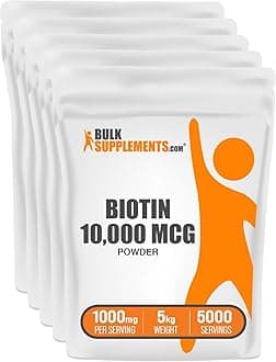 com Biotin 10000mcg Powder - Vitamins for Hair, Skin and Nails - as Vitamin B7, Gluten Free, 1000mg per Serving (10mg Biotin), 5kg (11 lbs) (Pack of 5)