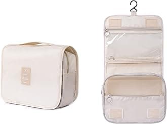 – Arabest Toiletry Bag, Large Capacity Hanging Cosmetic Bag with Hanging Hook, Full Sized Travel Toiletry Bag Detachable Makeup Pouch, Waterproof Makeup Bag for Men and Women (Beige)