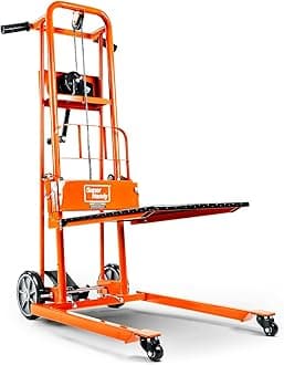 SuperHandy Material Lift Winch Stacker, Pallet Truck Dolly, Lift Table, Fork Lift, 330 Lbs 40" Max Lift w/ 8" Wheels, Swivel Casters [Patented]