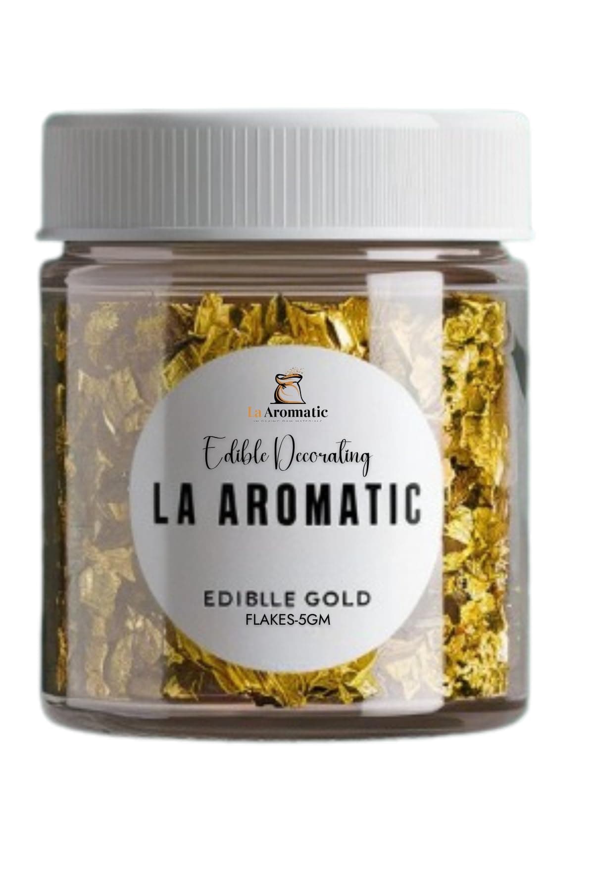 La Aromatic edible gold Leaf Flakes/Sparkling Flakes/For Sequin Effect/Add luxury Touch In your creations/Cakes/muffins/sweets/desserts-20K gold-5gm (Gold Leaf Flakes)