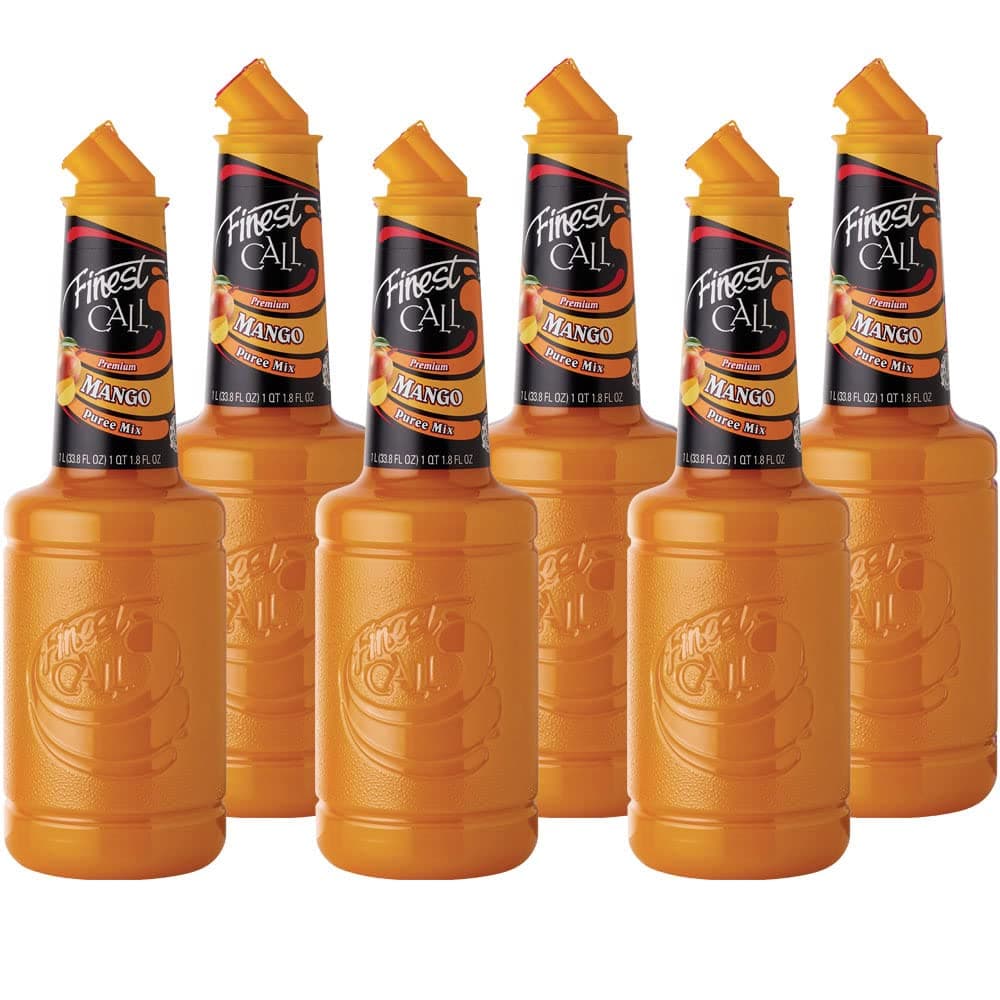 Premium Mango Fruit Puree Drink Mix, 1 Liter Bottle (33.8 Fl Oz), Pack of 6