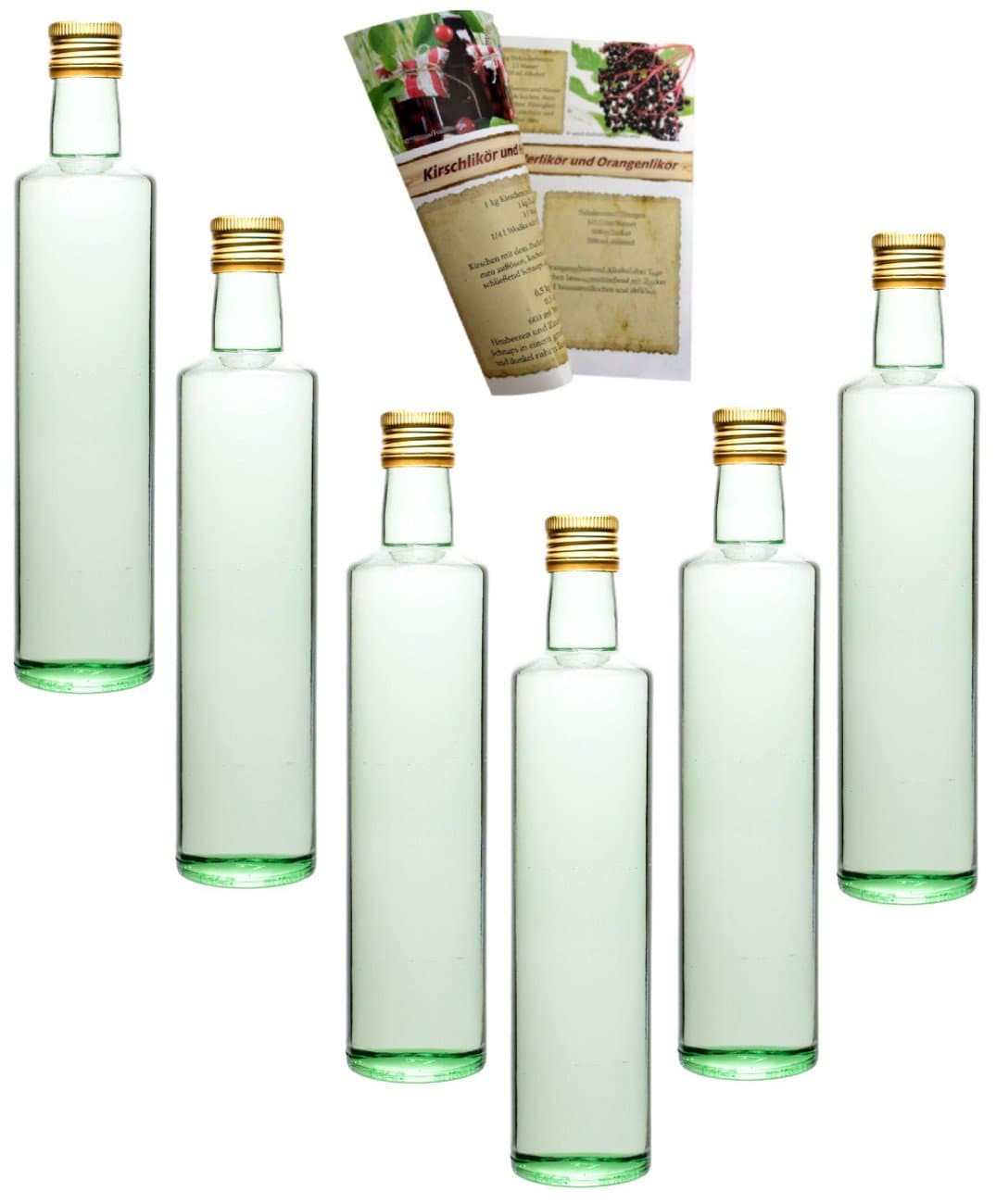 gouveo 12 empty bottles with screw cap, gold, empty glass bottles, 500 ml