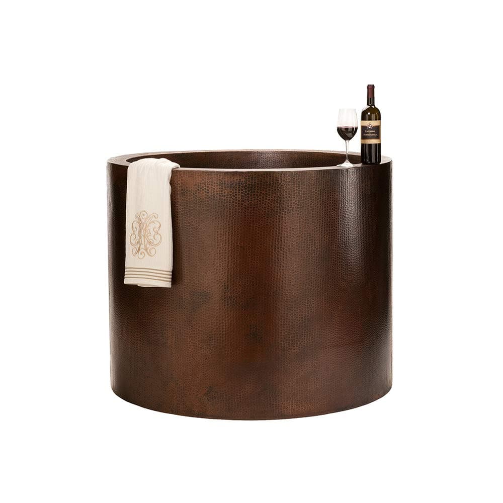 Premier Copper Products BTR45DB Japanese Style Soaking Hand Hammered Copper Bath Tub, Oil Rubbed Bronze