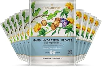 LuxaDerme Hand Hydration Gloves for Dry & Dehydrated Hands | Korean Moisturizing Hand Gloves with Shea Butter to Deeply Hydrate & Repair Rough Skin | Nourishes Nails & Cuticles | At-Home Manicure | Vegan Skincare for Men & Women (Pack of 10)