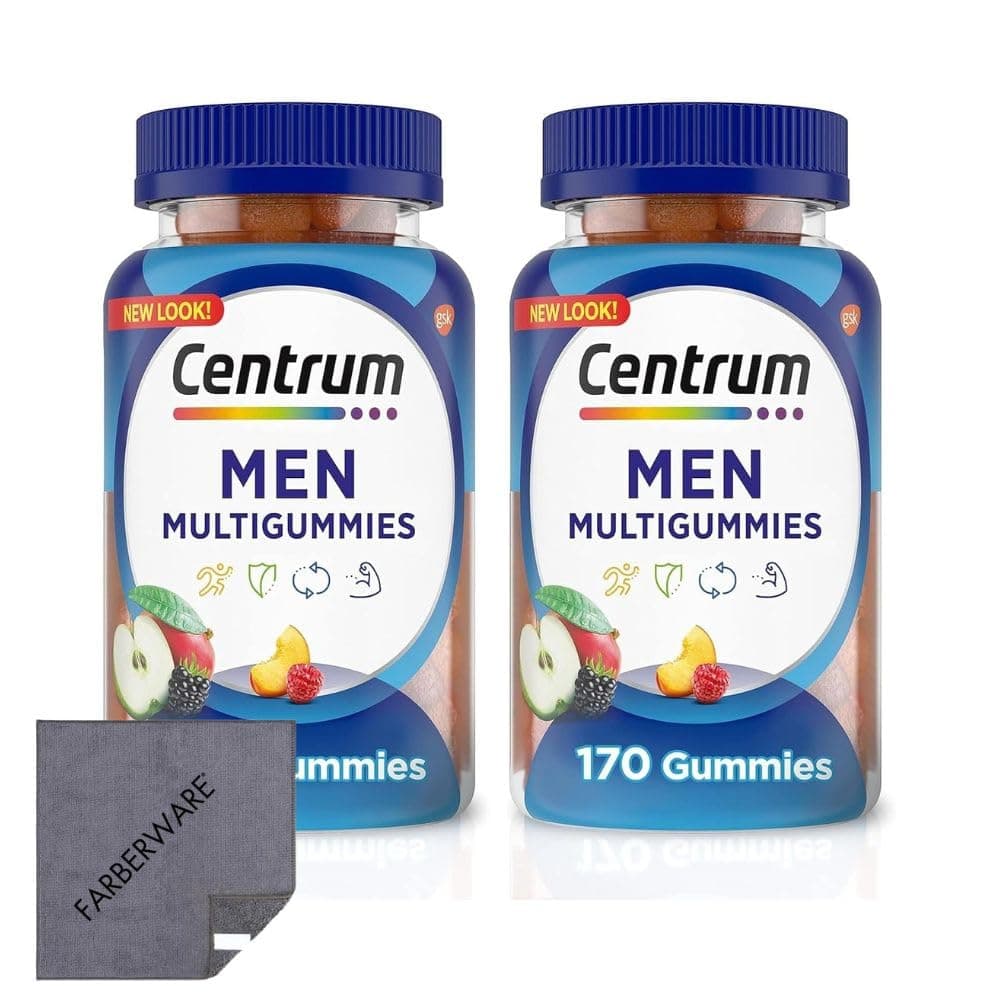 Centrum MultiGummies for Men, Gummy Multivitamin, Multivitamin/Multimineral Supplement with Selenium, Antioxidants and Vitamin D3, Assorted Fruit Flavor 170 Gummies (Pack of 2)