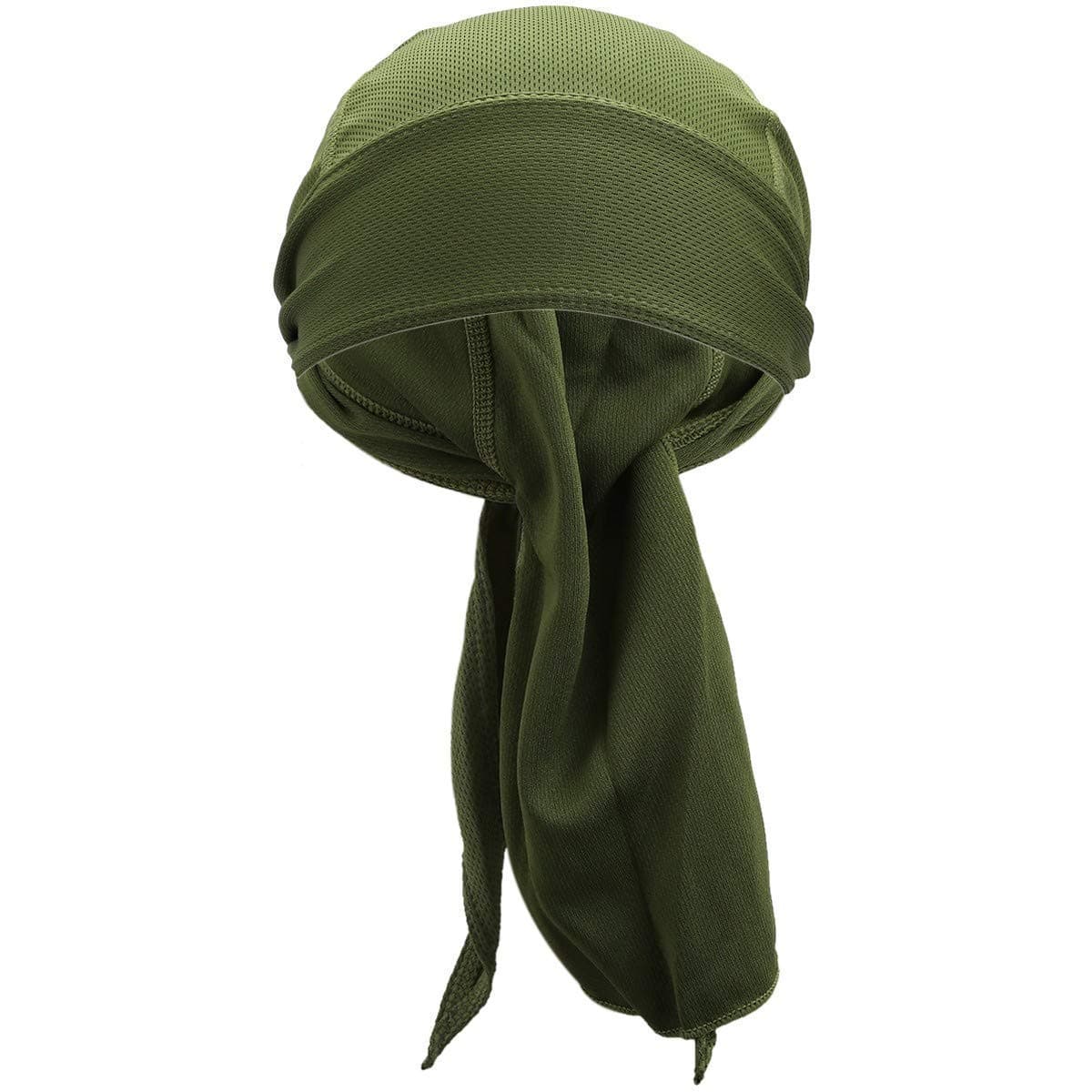 Solid Army Green Micro Fiber Dry Fit Head Wrap Biker Hat Durag Skull Cap Stretch