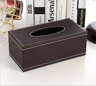 Leather Tissue Box Holder - Waterproof Rectangular Tissue Box Cover Vintage Napkin Paper Holder for Home,Office&Car Decor (Mai)
