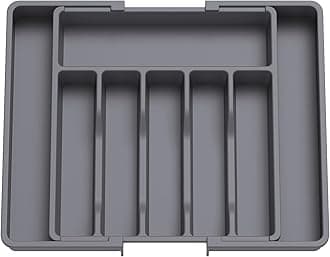 Lifewit Silverware Drawer Organizer, Expandable Utensil Tray for Kitchen, BPA Free Flatware and Cutlery Holder, Adjustable Plastic Storage for Spoons Forks Knives, Large, Dark Gray