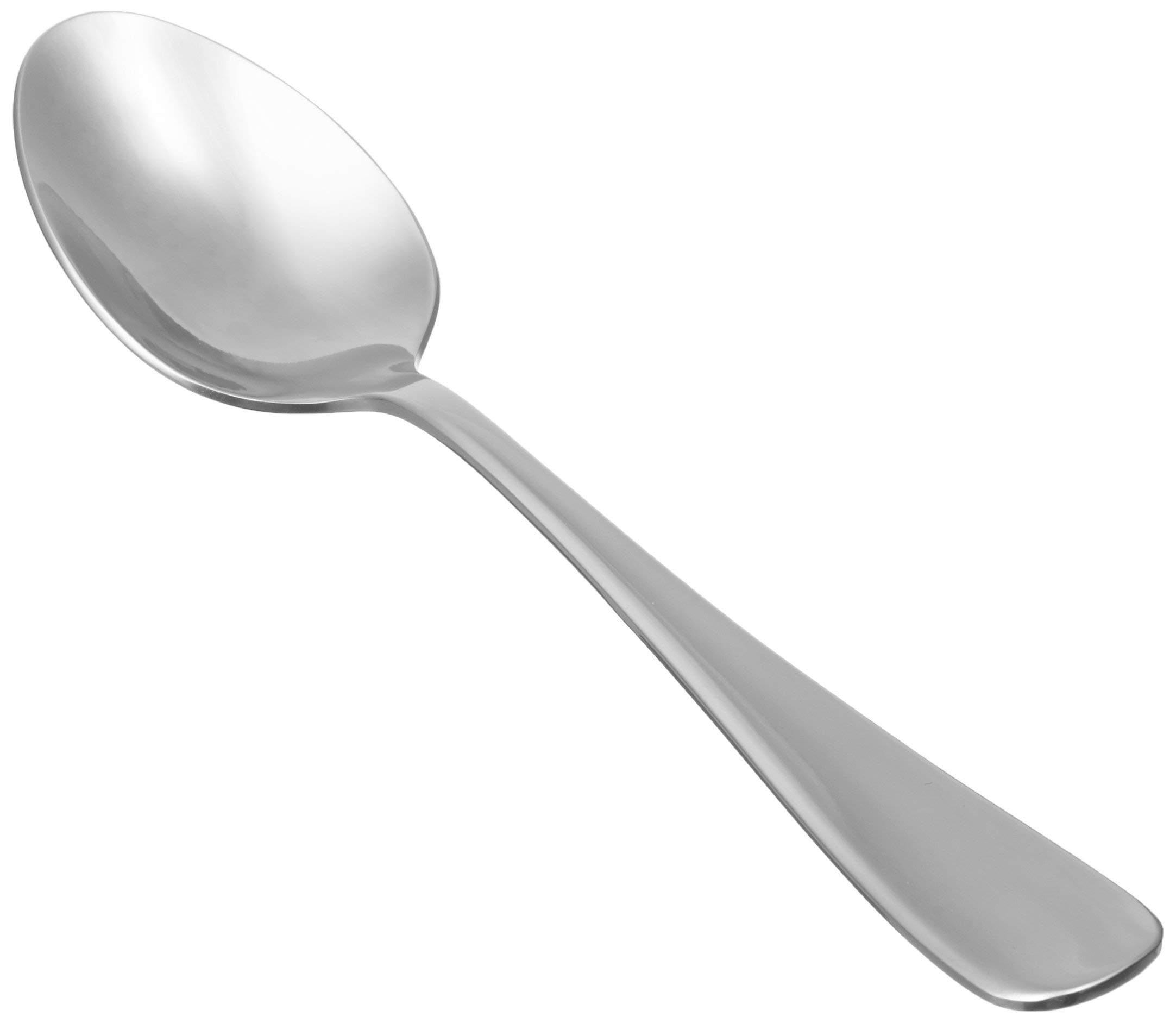 Amazon Basics Stainless Steel Dishwasher Safe Dinner Spoons with Round Edge, Large Tablespoons, 20 cm, Pack of 12, Silver