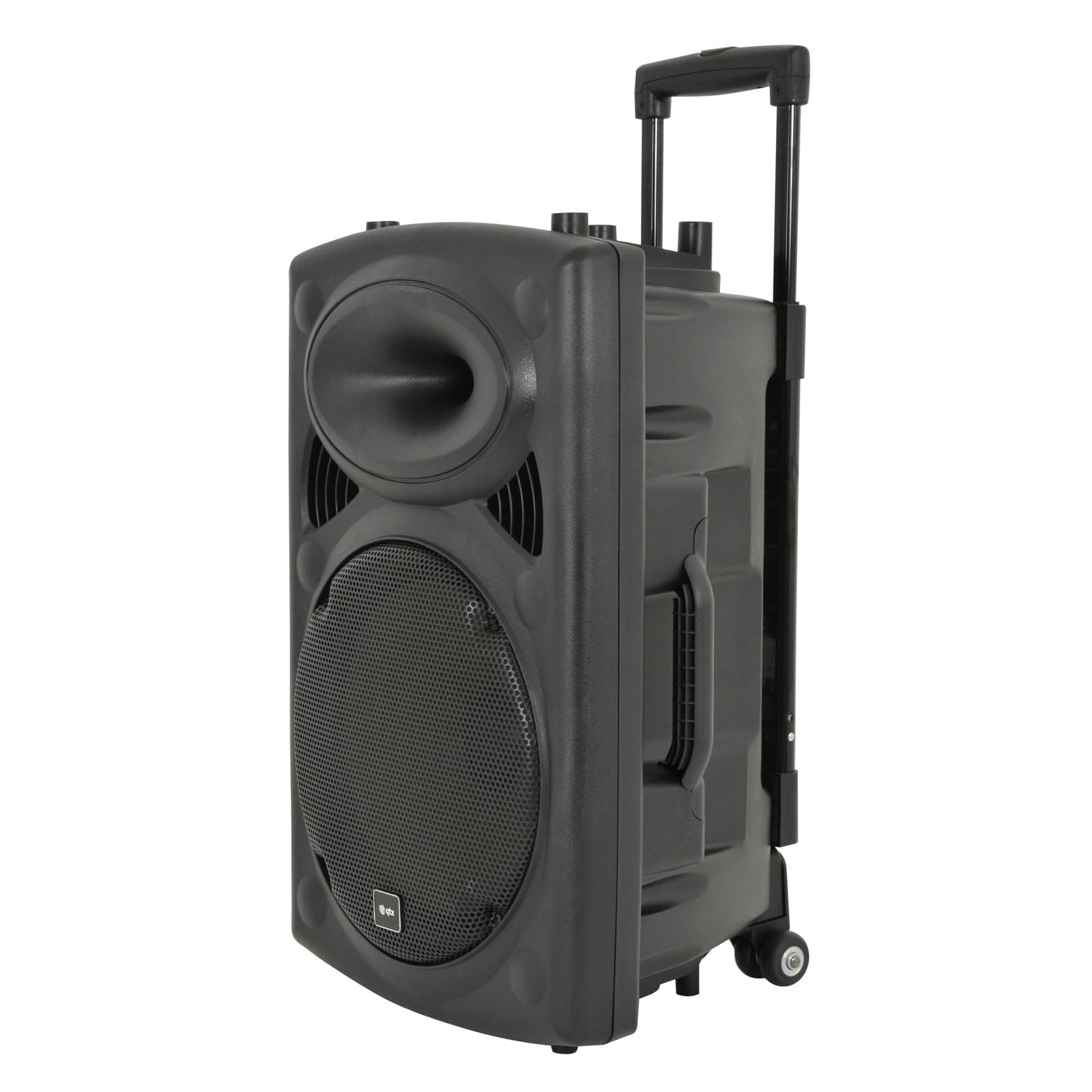 Rechargeable Battery 12" Portable PA Speaker System 400W | Complete With 2 x Wireless Mics, Media Player with Wireless Remote Aux, USB & SD card Inputs