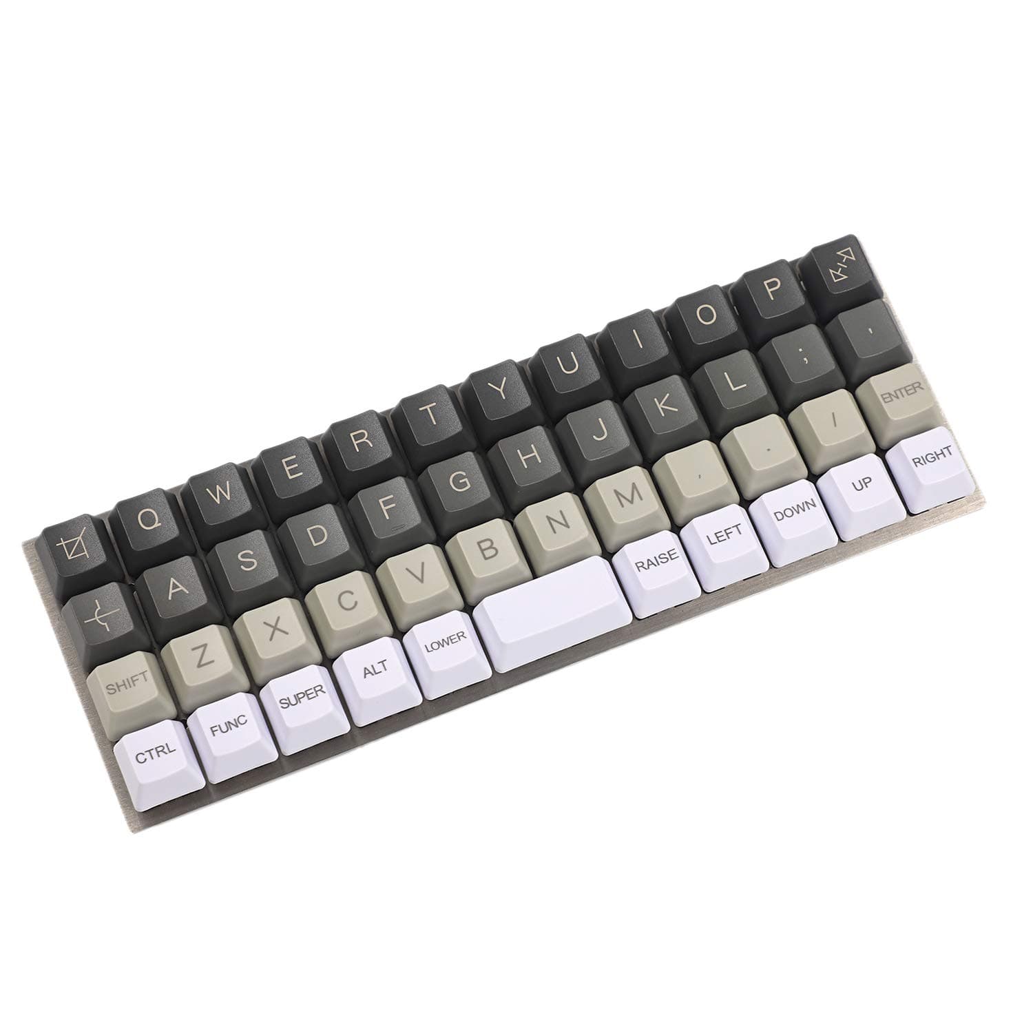 YMDK Planck Niu40 Preonic Keyset White Gray Black Gradient Laser-Etched OEM Keycap 1.5mm Thickness PBT (Top Printed)