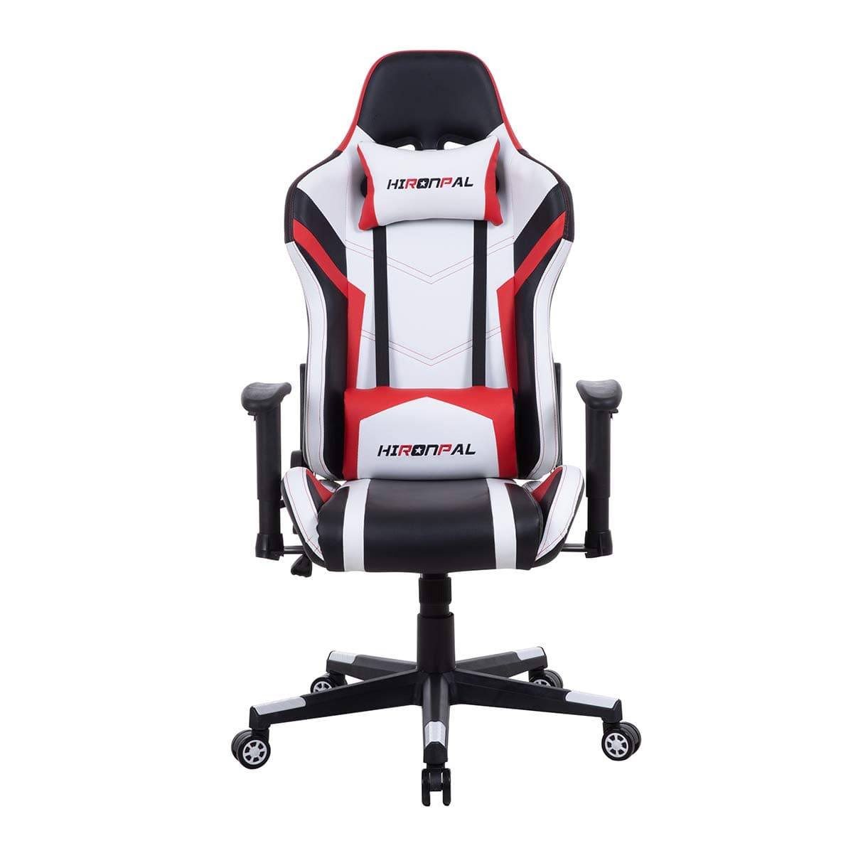 Hironpal Gaming Chair Home Office PC Desk Computer Racing Executive Chair, Ergonomic Swivel 180° Reclining Leather Chair Height Adjustable with Lumbar and Headrest Cushion 3D Armrest