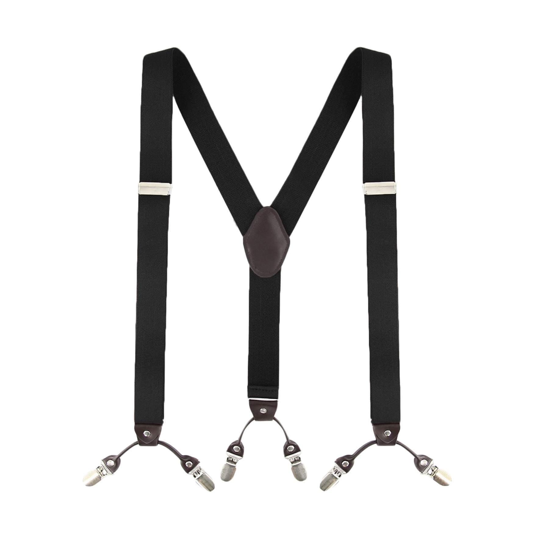 MLMMens Braces MLM Braces for Men Heavy Duty 6 Clips Wide 1.4" Y-Back Elastic Durable Suspenders with Thicken Wide Metal Clips (1 Year Warranty)