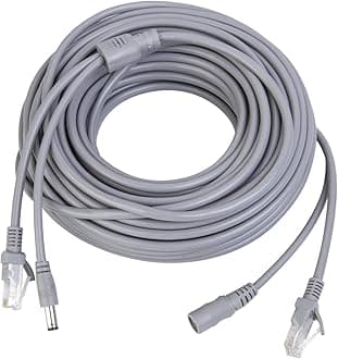 15M/50ft Ethernet Cable Cat5e Network LAN/Power Extension Cord for CCTV Security Cameras