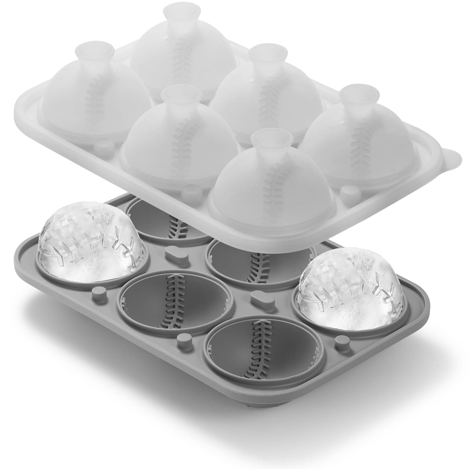 Nax Caki 3D Baseball Ice Cube Tray, Large Baseball Silicone Fun Shapes Whiskey Ice Mold with Funnel for Cocktails, Bourbon,Brandy, Whiskey Gifts for Men