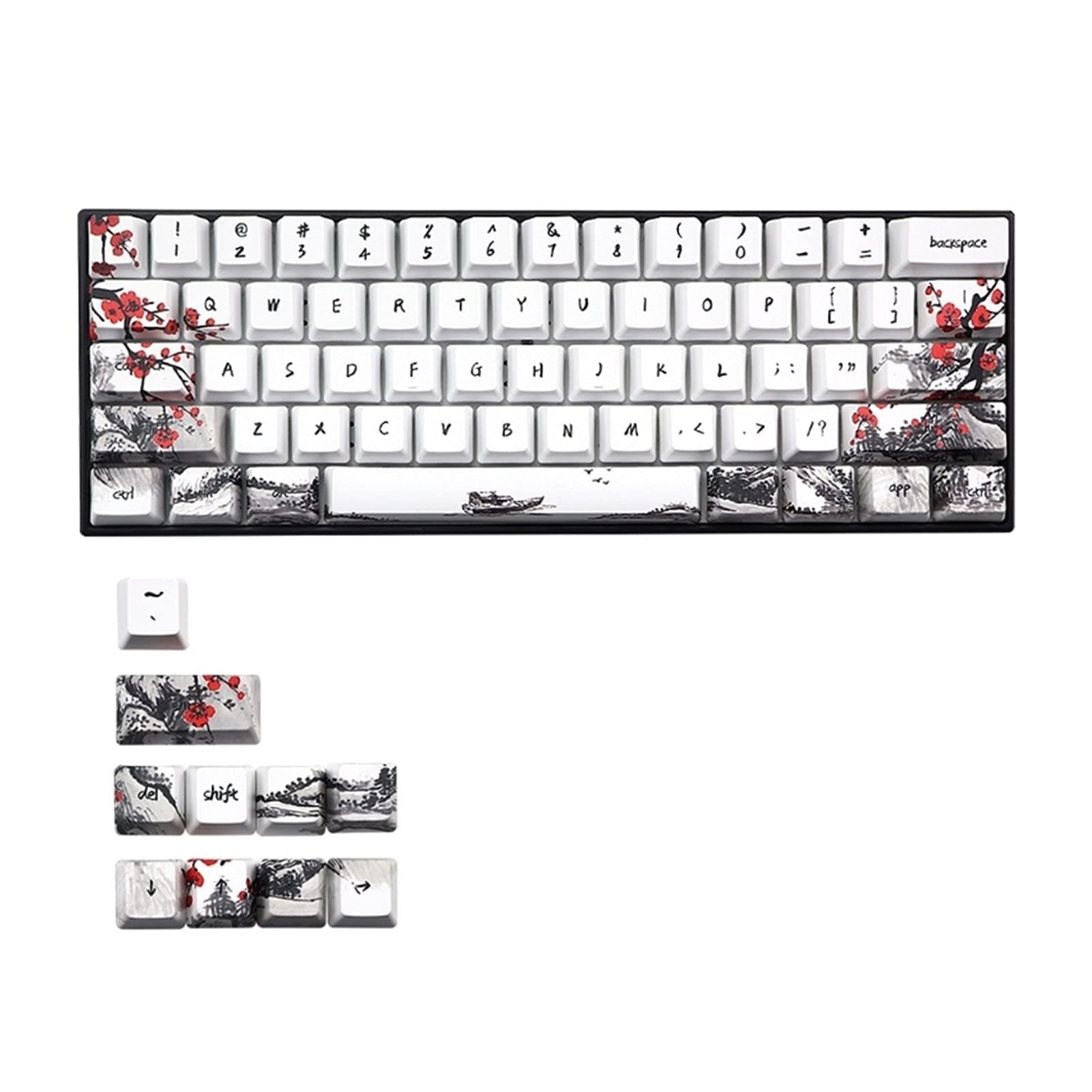 Keycap Mechanical Keyboard Cap Blum Blossom Keycap صبغ التسامي الملف الشخصي لوحة المفاتيح الميكانيكية Knccap ل GH60 XD64 DZ60 GK61 GK64 71 مفاتيح
