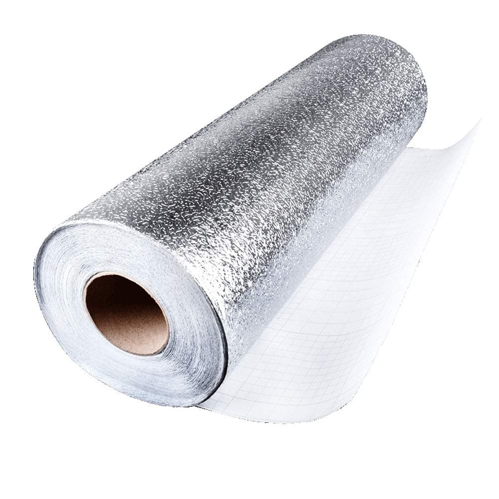 Kitchen Backsplash Sticker,Aluminum Foil Orange Peel Texture Wall Paper Waterproof Removable High Temperature Resistant DIY Wallpaper Kitchen Wall Stickers (0.61m x 5m, Silvery)