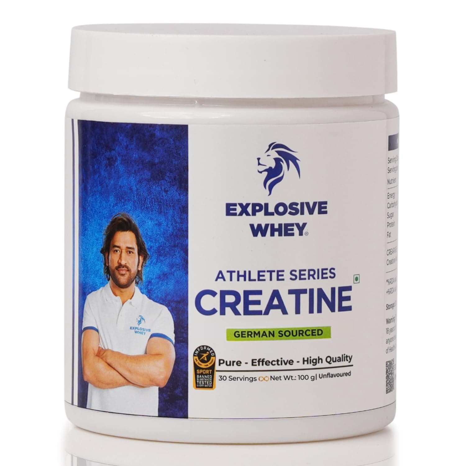 - German Sourced Unflavoured Creatine Monohydrate - Trusted by M.S. Dhoni & Kedar Jadhav | Boost Muscle Strength & Performance| Informed-Sport Certified (100 Gm)