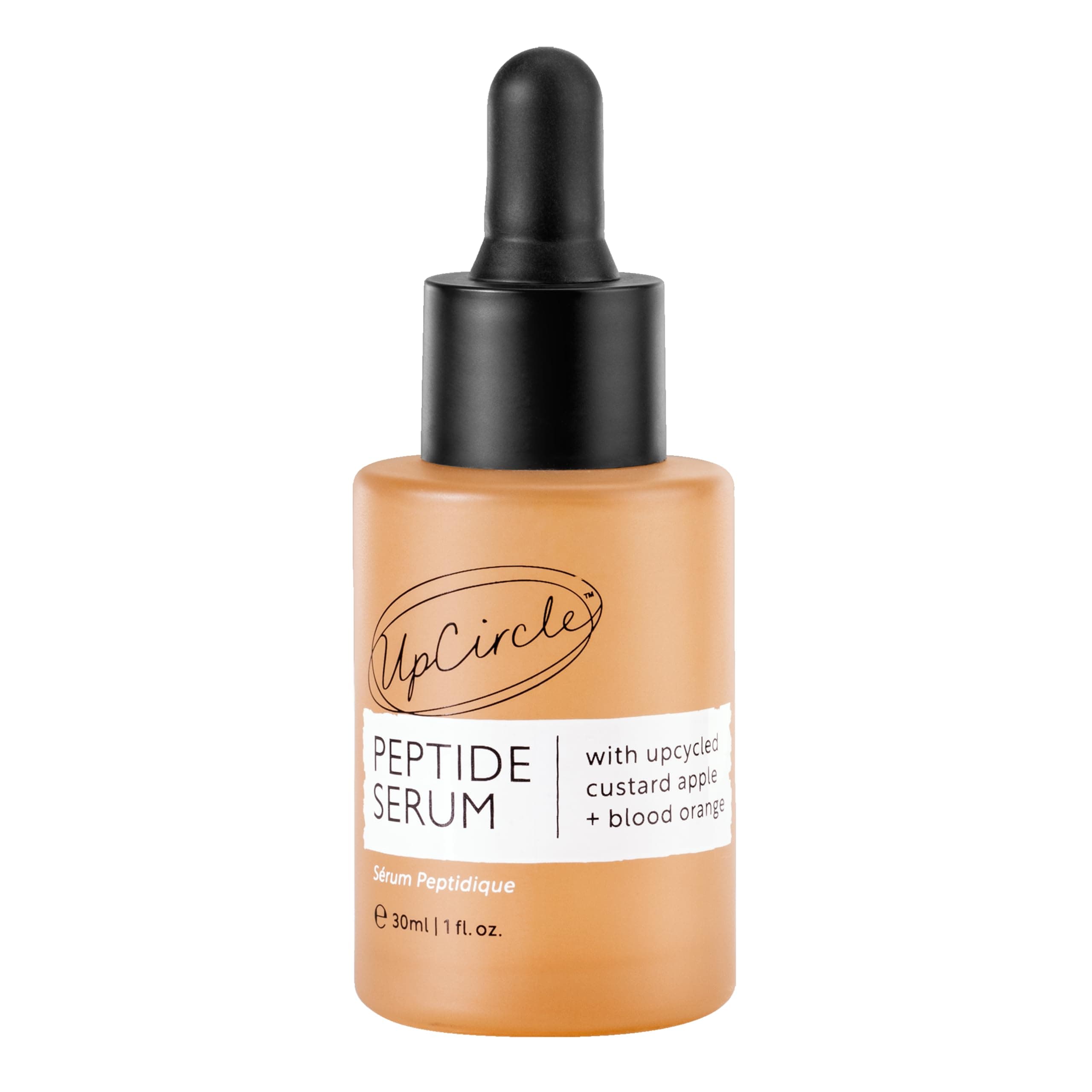 UpCircle Peptide Serum 30ml – Improves Skin Elasticity + Boosts Collagen – Custard Apple, Rich In Vitamin C + Blood Orange Brightens Skin - Vegan + Cruelty-Free