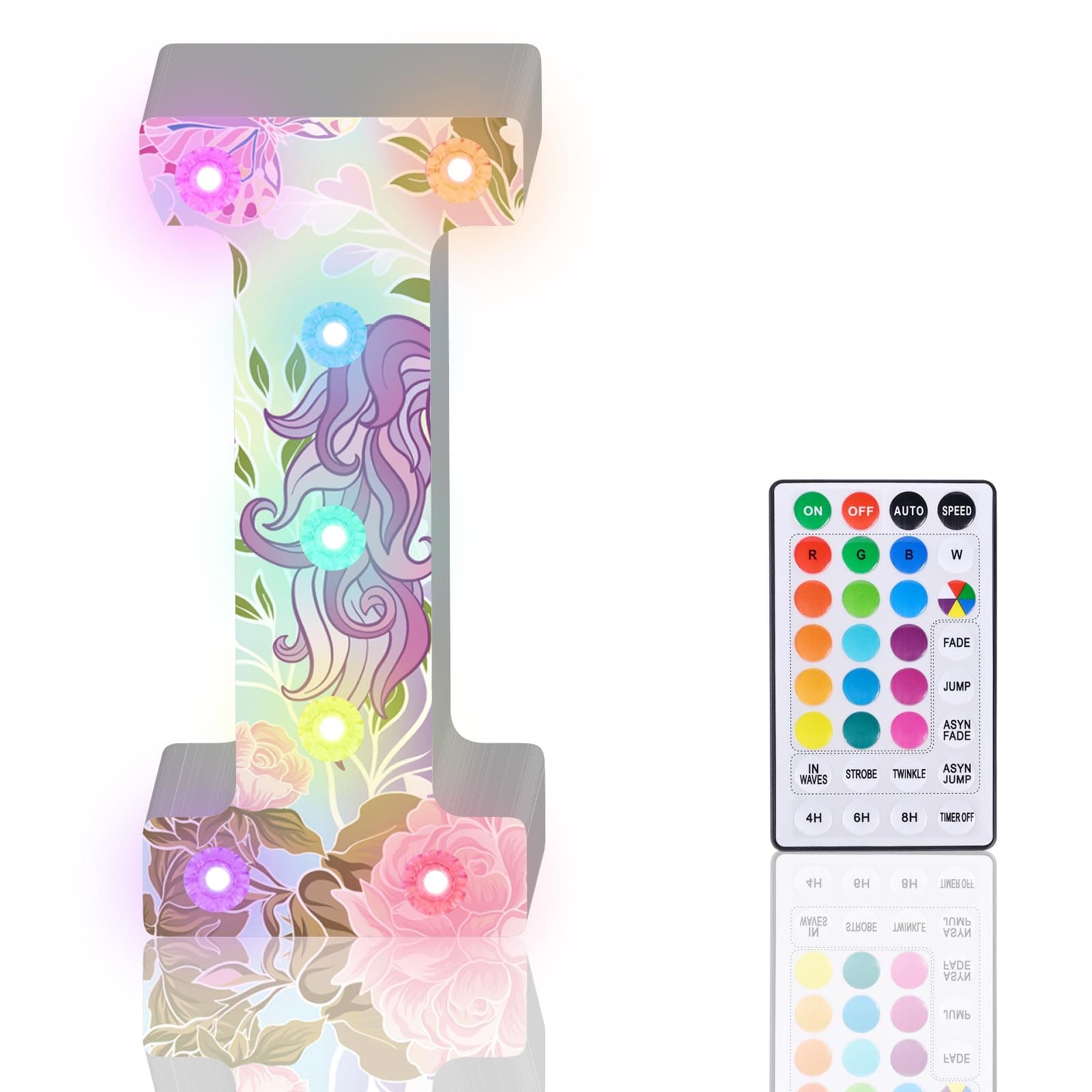 Light Up Letters, Glitter LED Letter Lights 18 Color Changing Diamond Alphabet Sign Night Light with Remote Control for Girls Gifts Birthday Bar Wedding Party Christmas Valentine Wall Table Decor - I