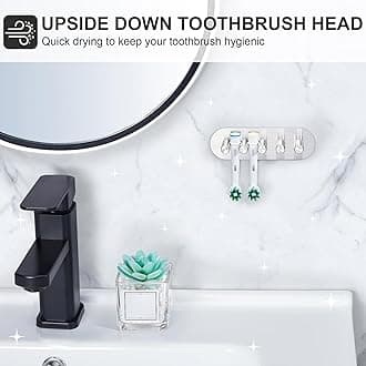 YAYINLI Toothbrush Holder, Electric Toothbrush Holder Wall Mounted, Anti-Rust Metal Toothbrush Head Holders for Bathroom, Self Adhesive Non Screw Tooth Brush Holder Organiser (Silver, Large)