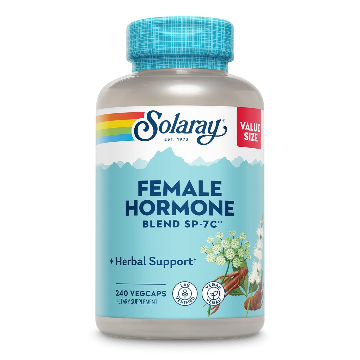 Female Hormone Blend SP-7C, Herbal Support Hormonal Balance for Women with Black Cohosh, Dong Quai, Wild Yam, and More, Vegan, Lab Verified, 60-Day Guarantee, 120 Servings, 240 VegCaps