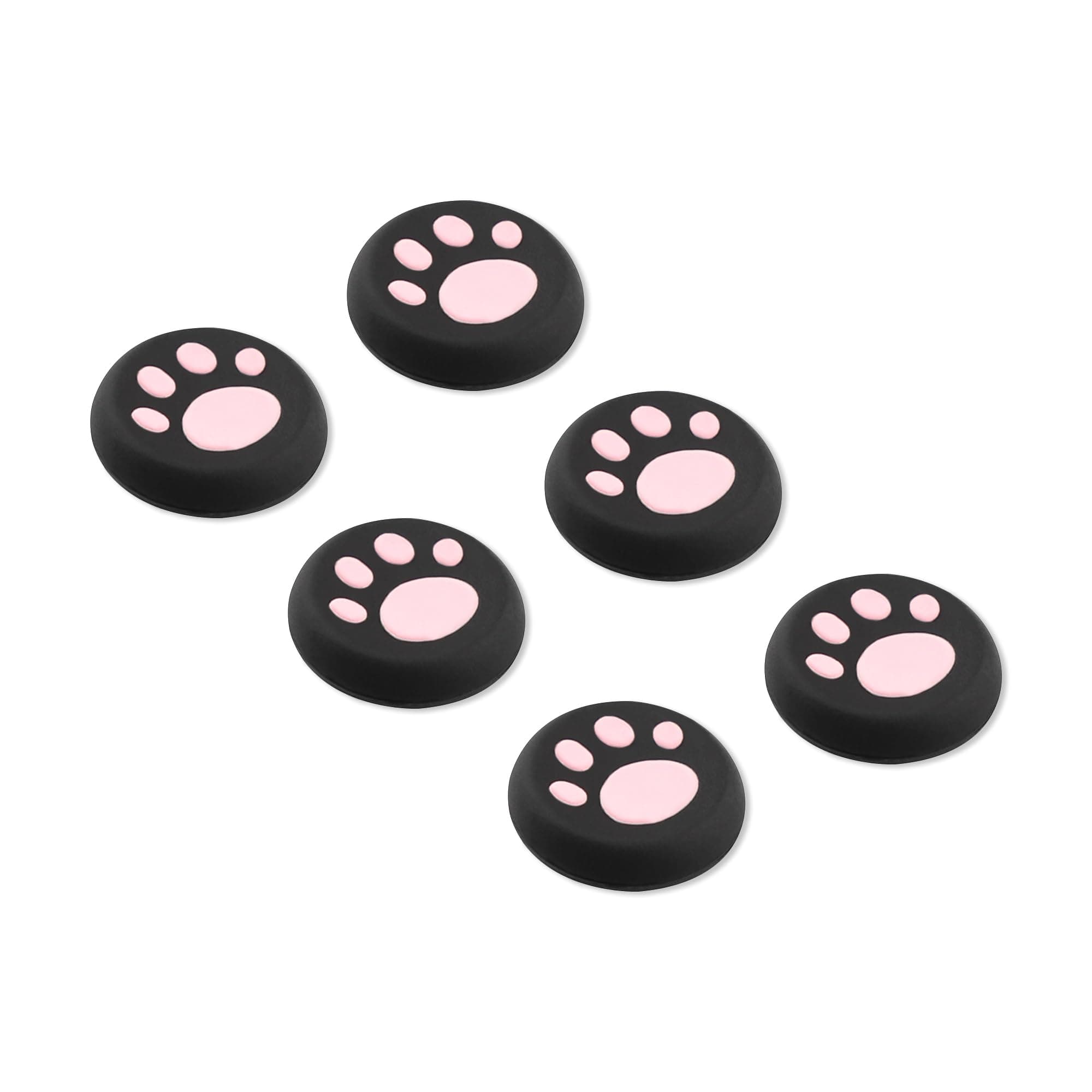 6PCS PS5 Silicone Thumb Cap, Non-Slip Silicone Analog Joystick Thumb Stick Grip Cap for PS2, PS3, PS4, PS5, Xbox One, Xbox Series X/S, Xbox 360, Switch Pro, Wii U Game Controller (Black Pink)