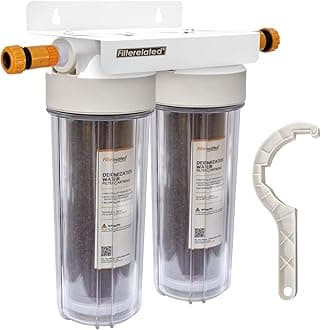 Filterelated 2 Stage DI car wash filter deionized water Spot free car wash System Spotless Pure water Car/RV/Window Cleaning, No Need for Towel Drying,Colour-changing purple resin (Double DI Housing)