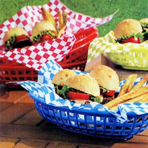 SET OF 6 - BURGER BASKETS WITH 24 BASKET LINERS