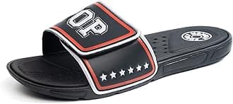 FUNKYMONKEY Men's Slide Sandals with Adjustable Upper and Comfort Quick-Dry Footbed Beach Shower Slippers